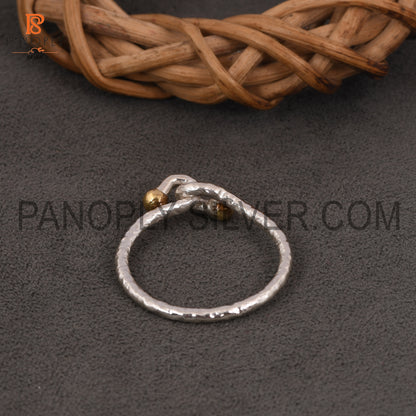 Two Tone knot 925 Silver Rings