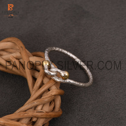 Two Tone knot 925 Silver Rings