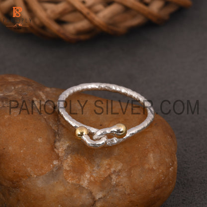 Two Tone knot 925 Silver Rings