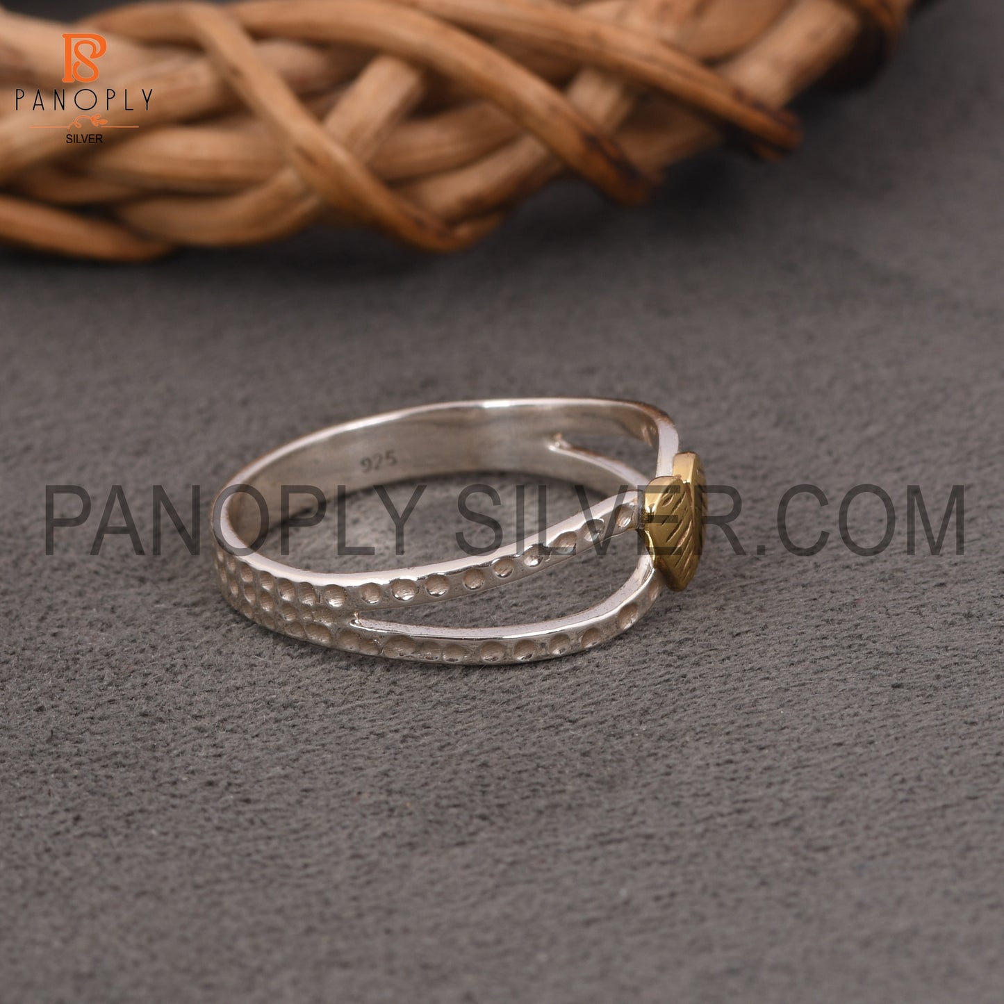 Split Band Heart Link Two Tone Rings For Mom