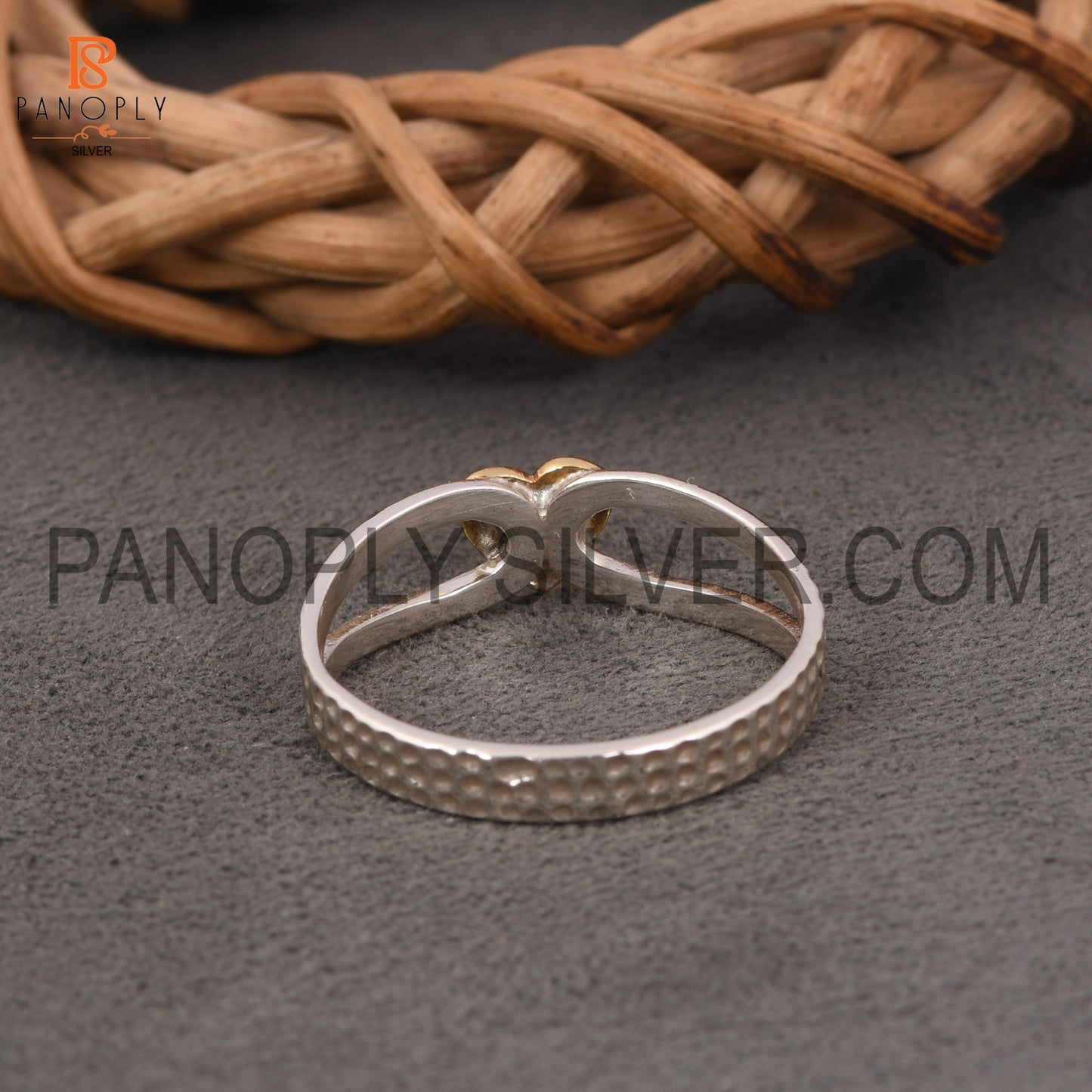 Split Band Heart Link Two Tone Rings For Mom