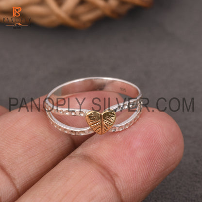 Split Band Heart Link Two Tone Rings For Mom