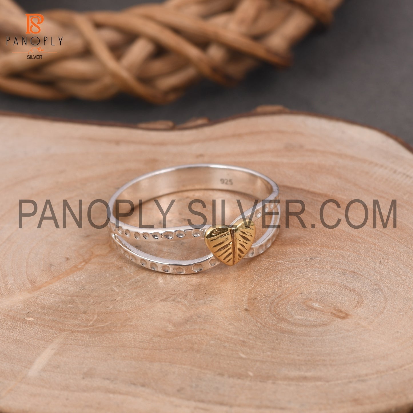 Split Band Heart Link Two Tone Rings For Mom