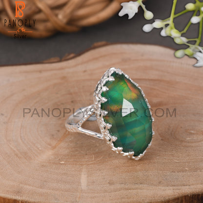 Aurora Opal Green Fancy 925 Sterling Silver Rings for Gift