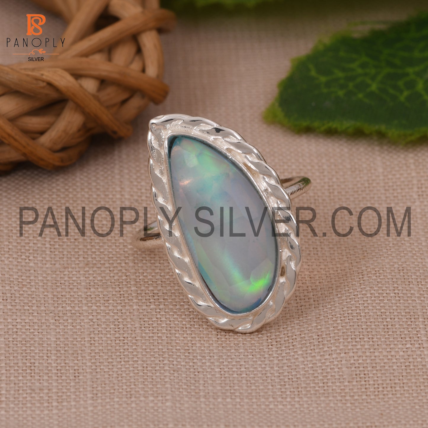 Unshaped Aurora Opal Sky Ring for Women