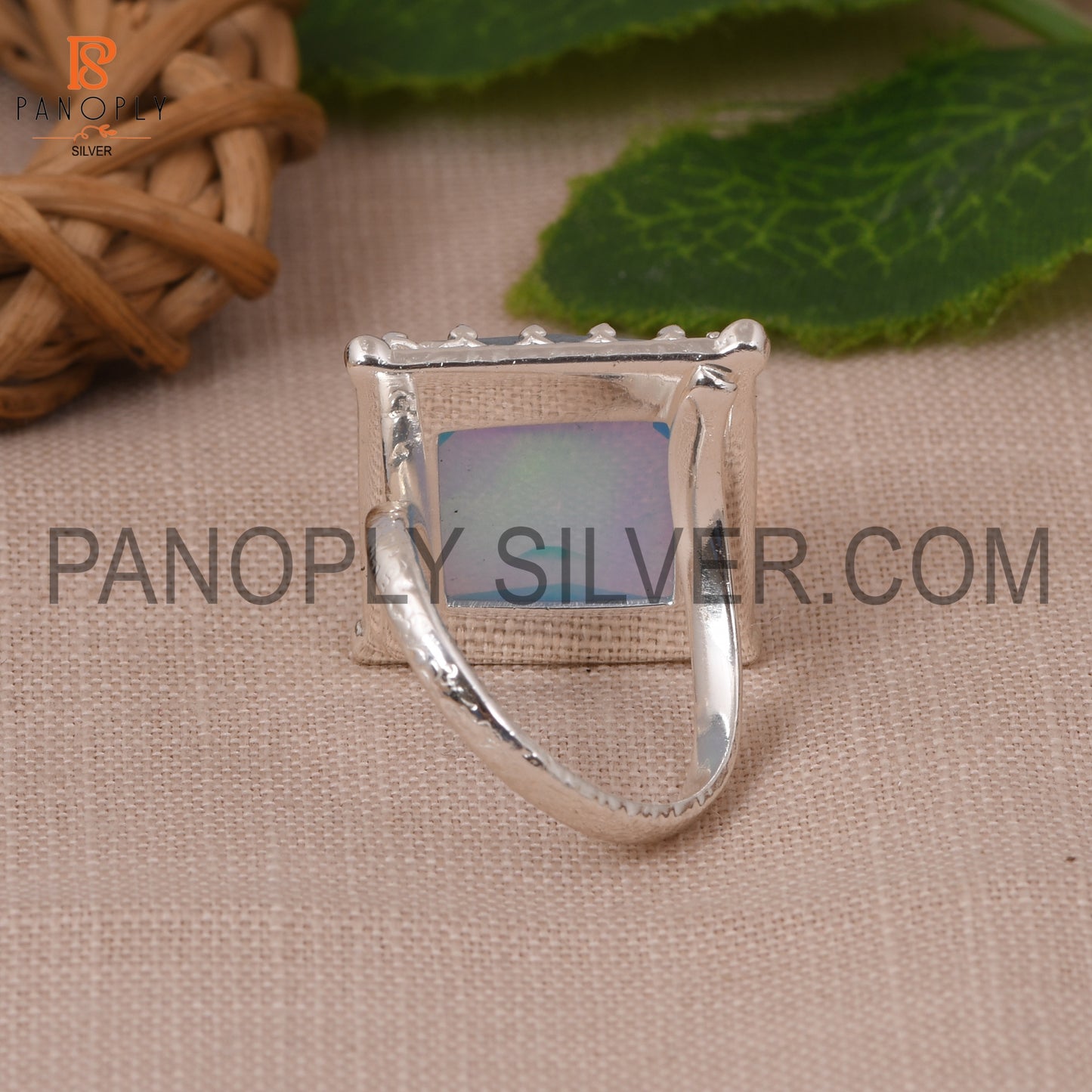 Square Shape Opal Sky Doublet 925 Sterling Silver Rings