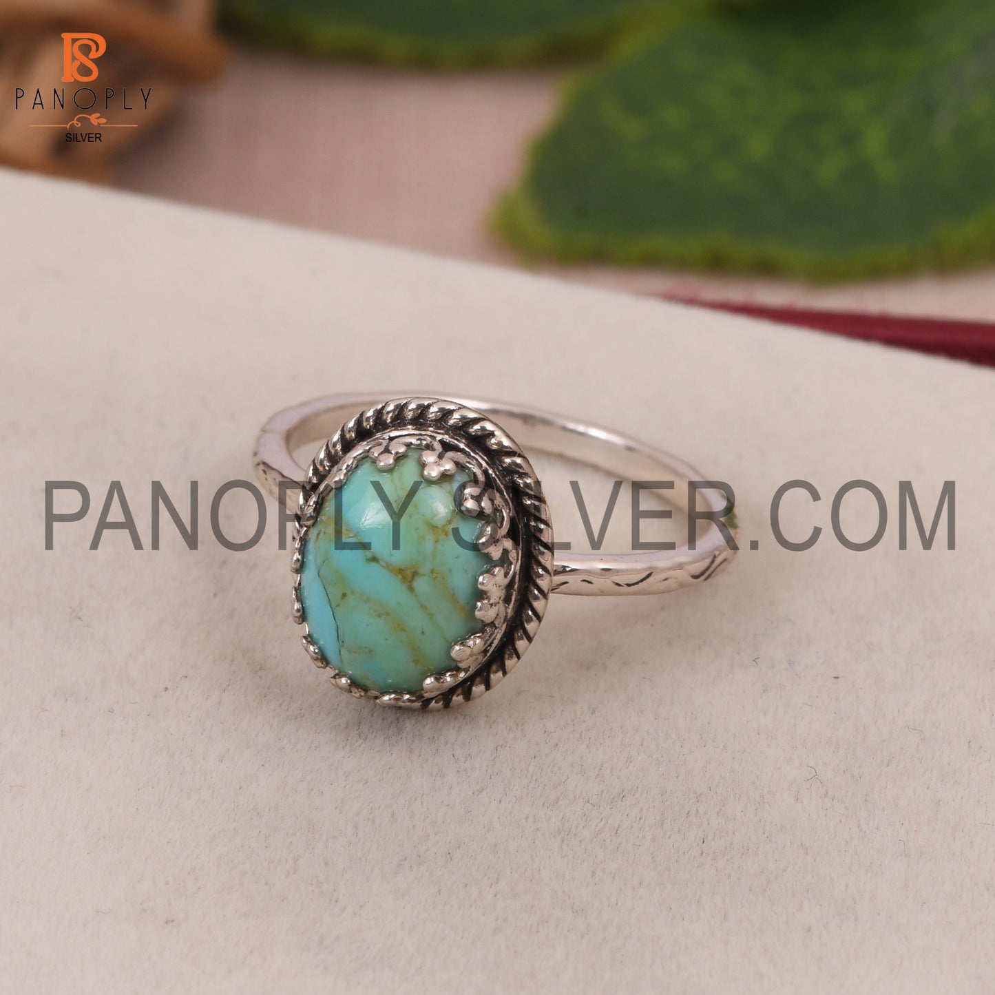 Kingman Turquoise Oval Shape Blue Oxidized Jewelry Ring