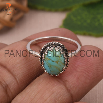 Kingman Turquoise Oval Shape Blue Oxidized Jewelry Ring