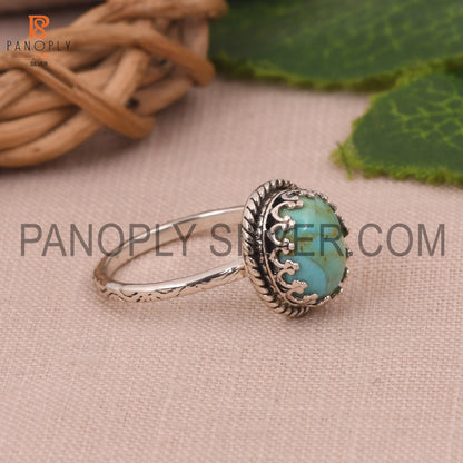 Kingman Turquoise Oval Shape Blue Oxidized Jewelry Ring