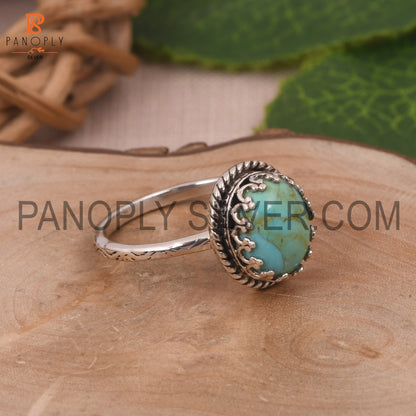 Kingman Turquoise Oval Shape Blue Oxidized Jewelry Ring