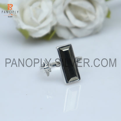 Pyrite 925 Silver Flower Adjustable Rings