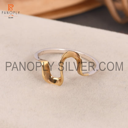 Wave Band Two Tone Rings For Girls