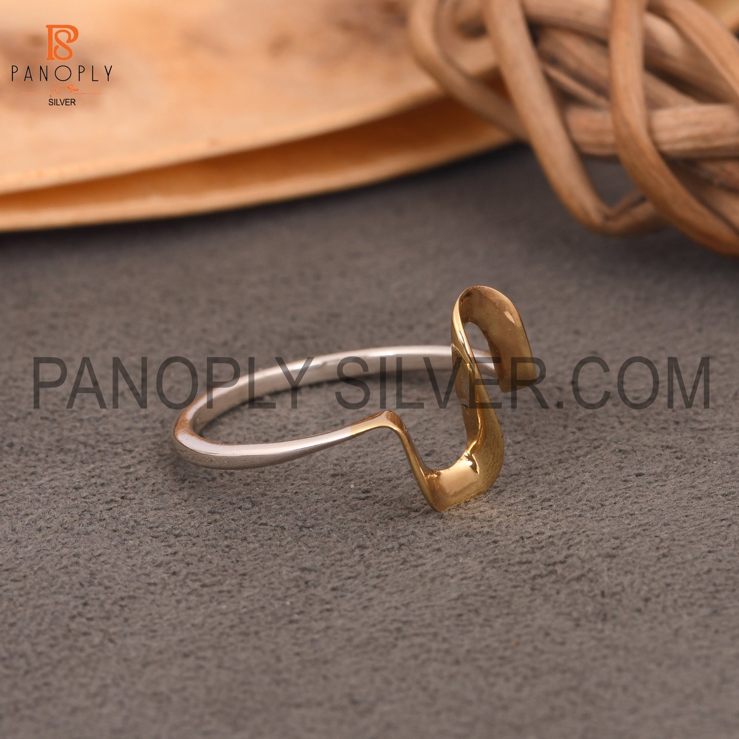 Wave Band Two Tone Rings For Girls