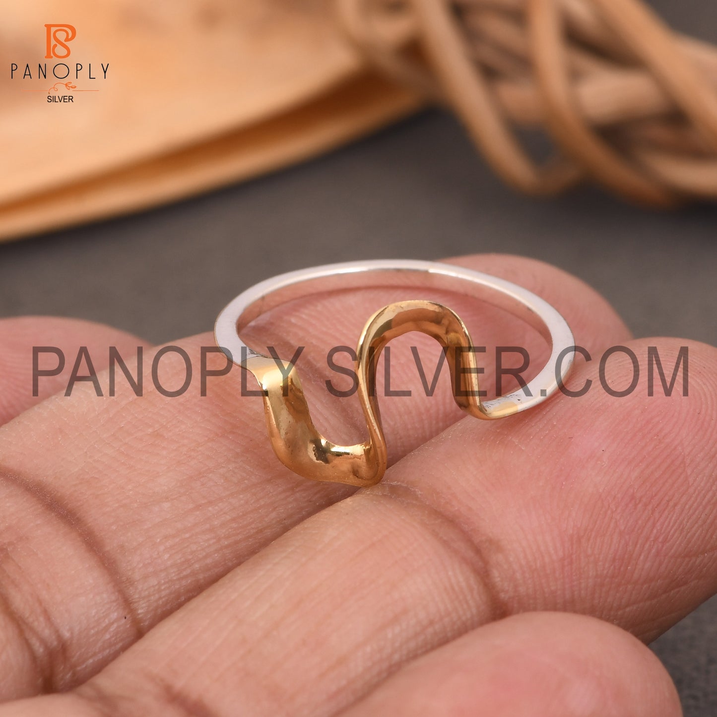 Wave Band Two Tone Rings For Girls