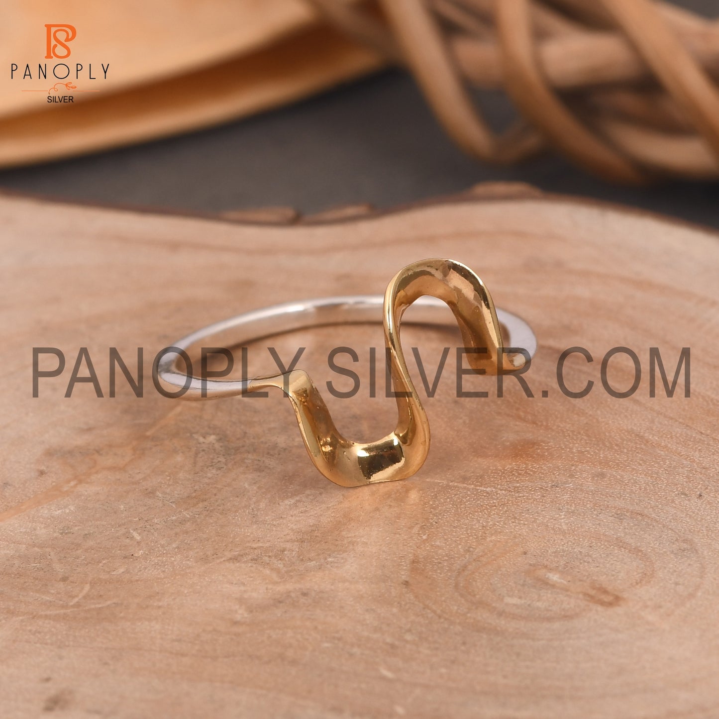 Wave Band Two Tone Rings For Girls