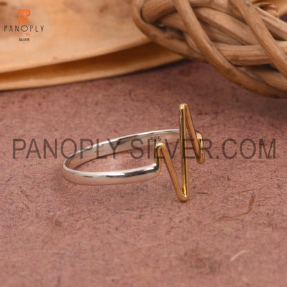 Heart Line Two Tone Rings For Girls