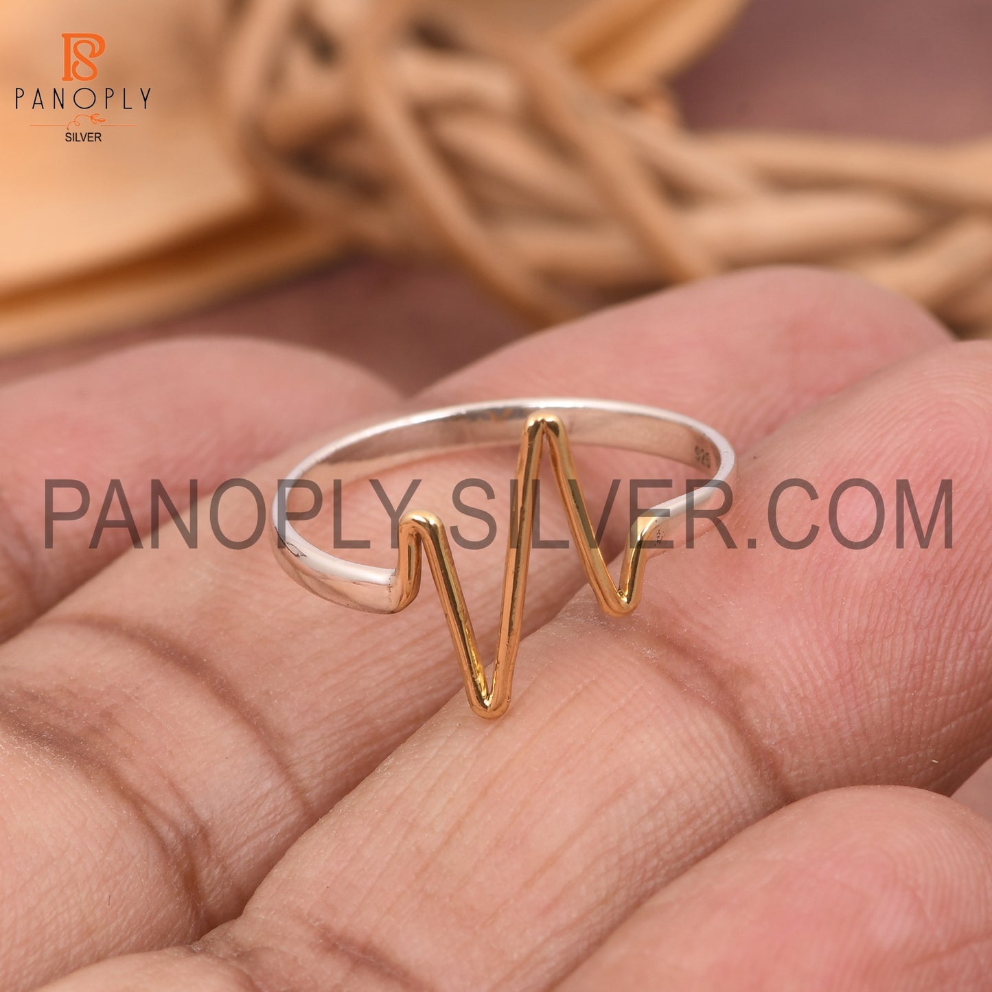 Heart Line Two Tone Rings For Girls