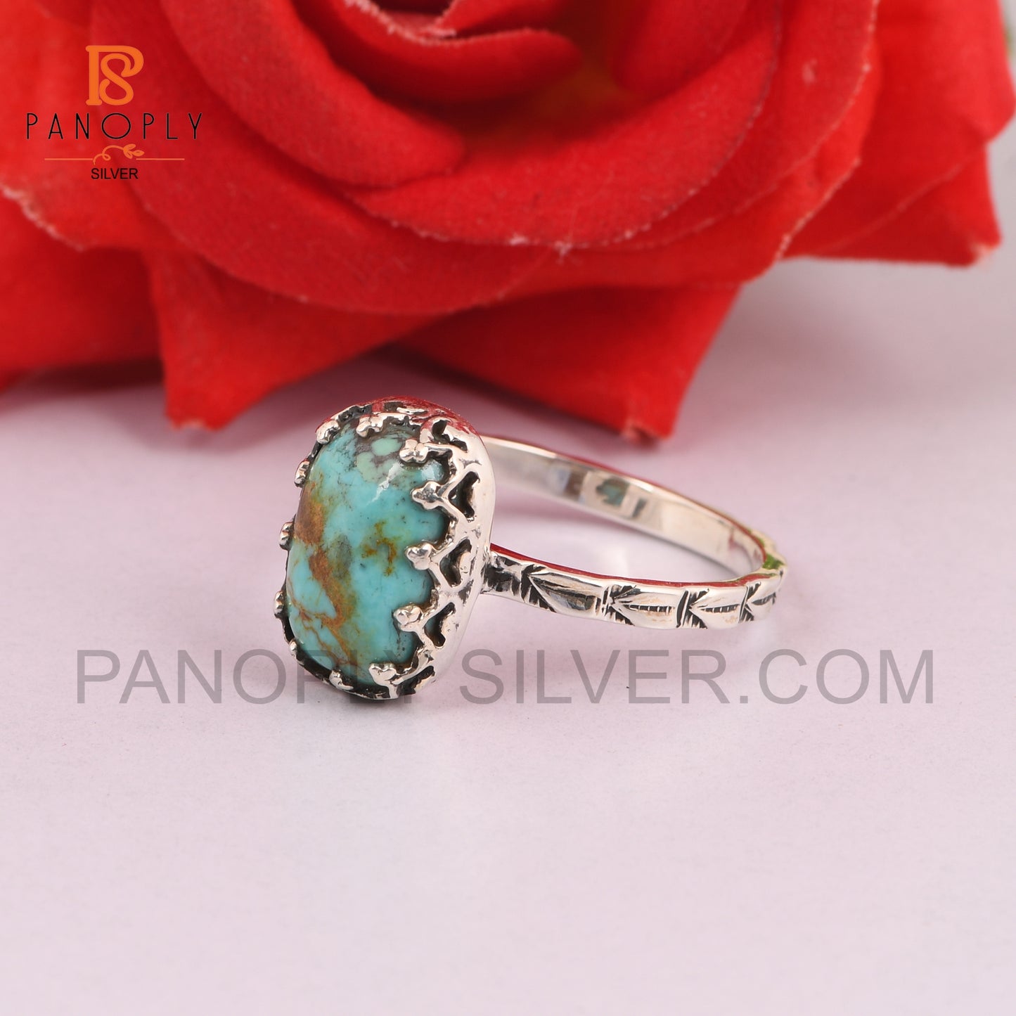 Kingman Turquoise Gem 925 Silver Cushion Shape Rings