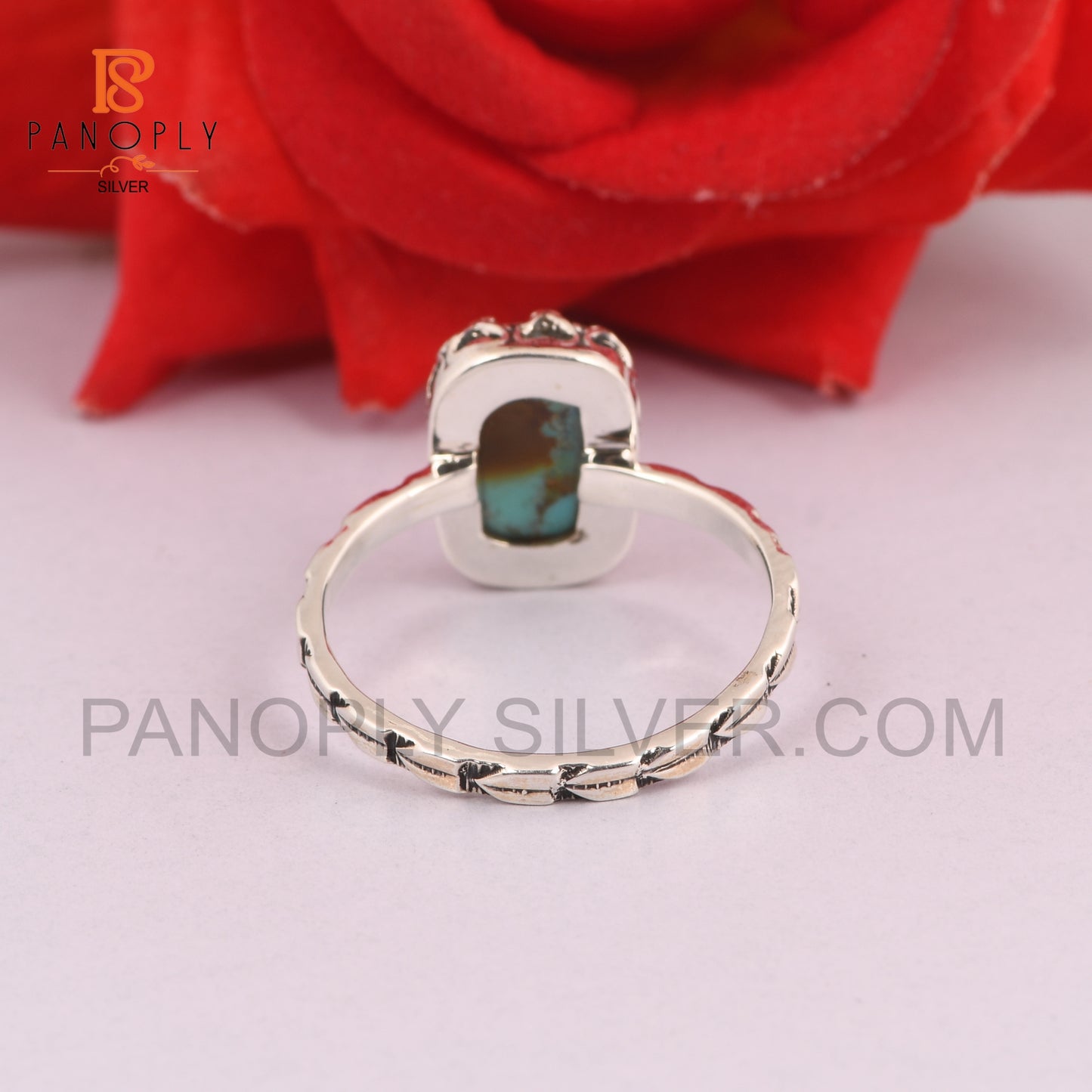 Kingman Turquoise Gem 925 Silver Cushion Shape Rings