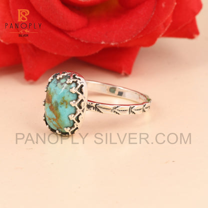 Kingman Turquoise Gem 925 Silver Cushion Shape Rings