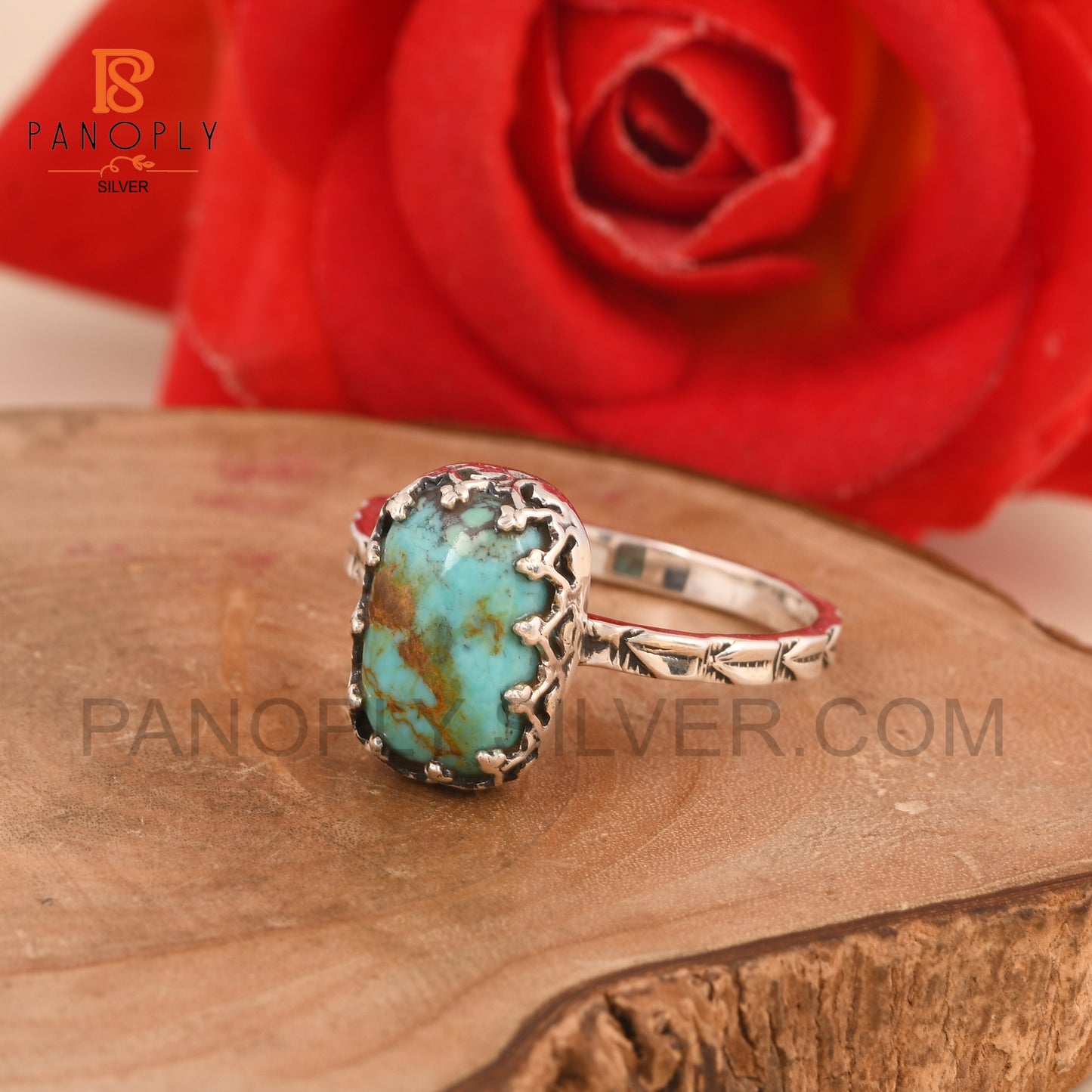 Kingman Turquoise Gem 925 Silver Cushion Shape Rings