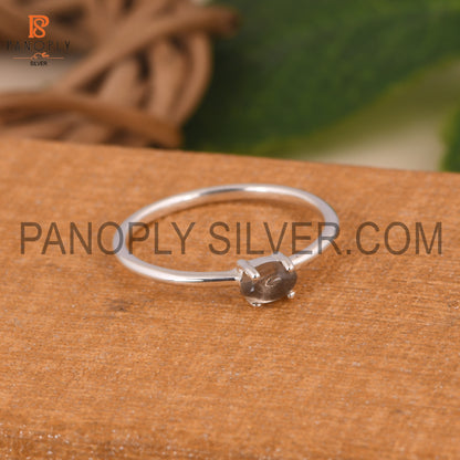 925 Silver Oval Prong Set Ring Gift For Wife, Minimal Rings