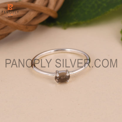 925 Silver Oval Prong Set Ring Gift For Wife, Minimal Rings