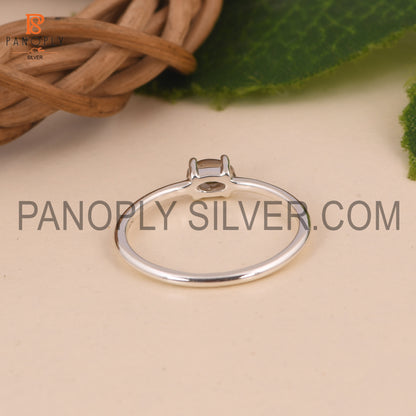 925 Silver Oval Prong Set Ring Gift For Wife, Minimal Rings