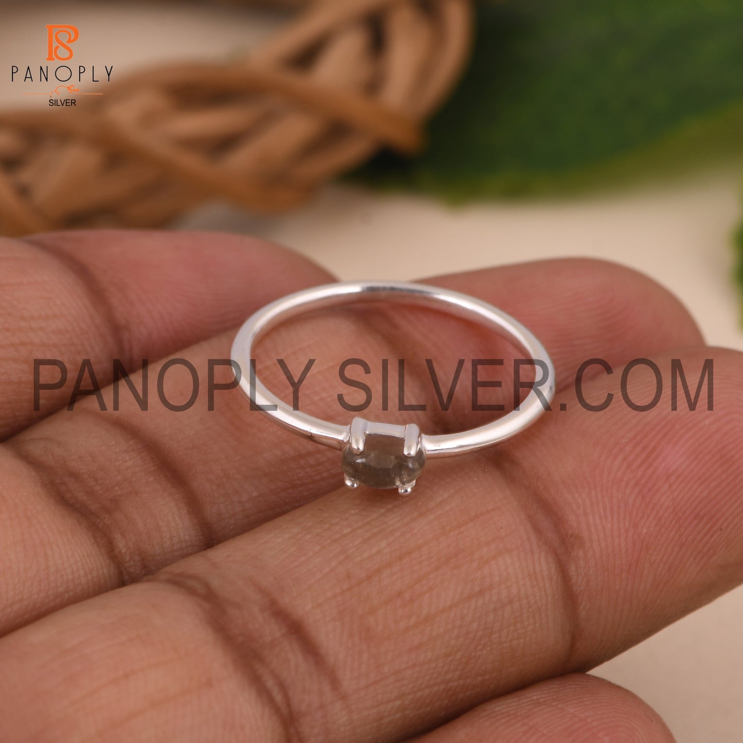 925 Silver Oval Prong Set Ring Gift For Wife, Minimal Rings