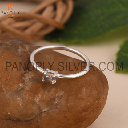 925 Silver Oval Prong Set Ring Gift For Wife, Minimal Rings