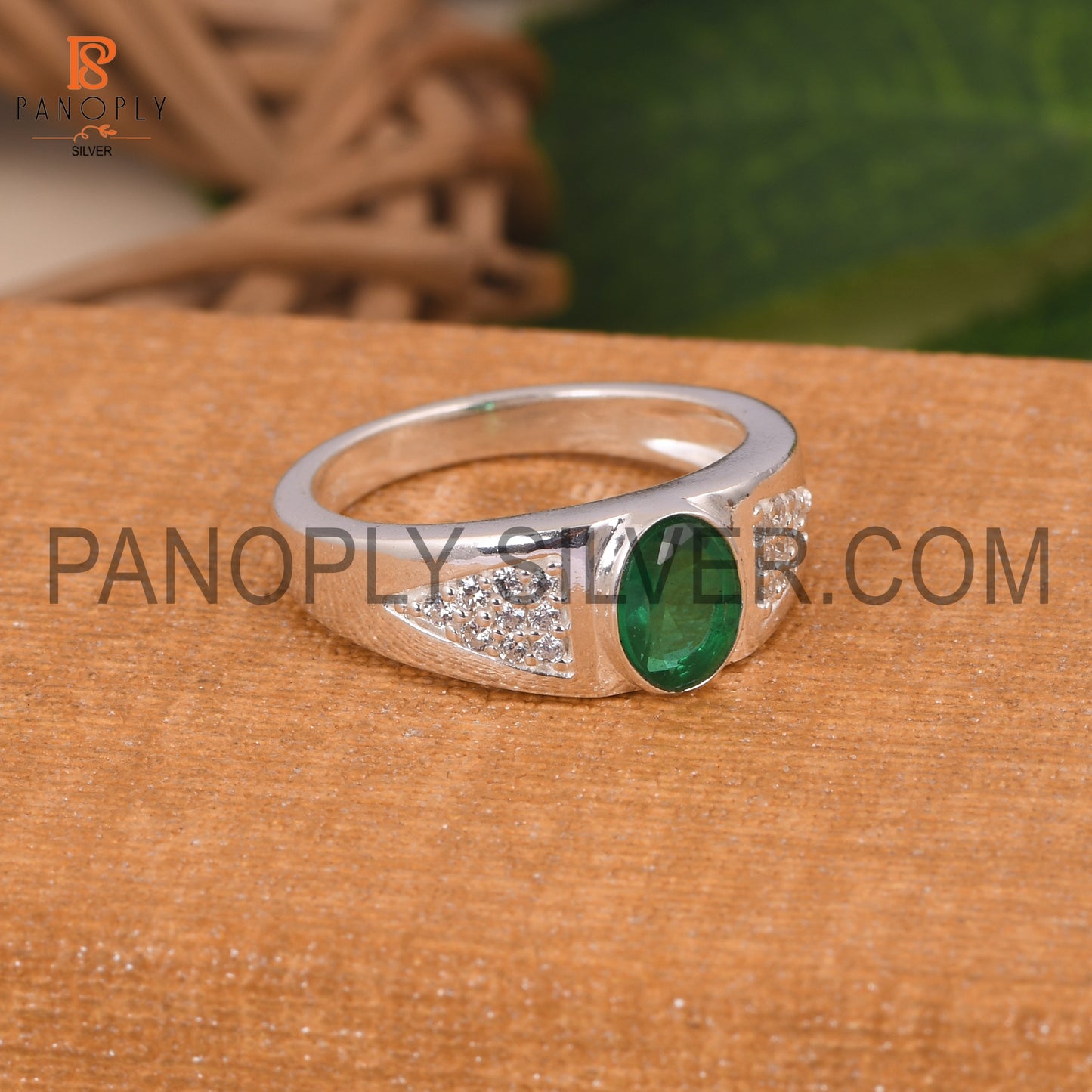 Zambian Emerald Quartz Gemstone Ring For Men Gift For Father