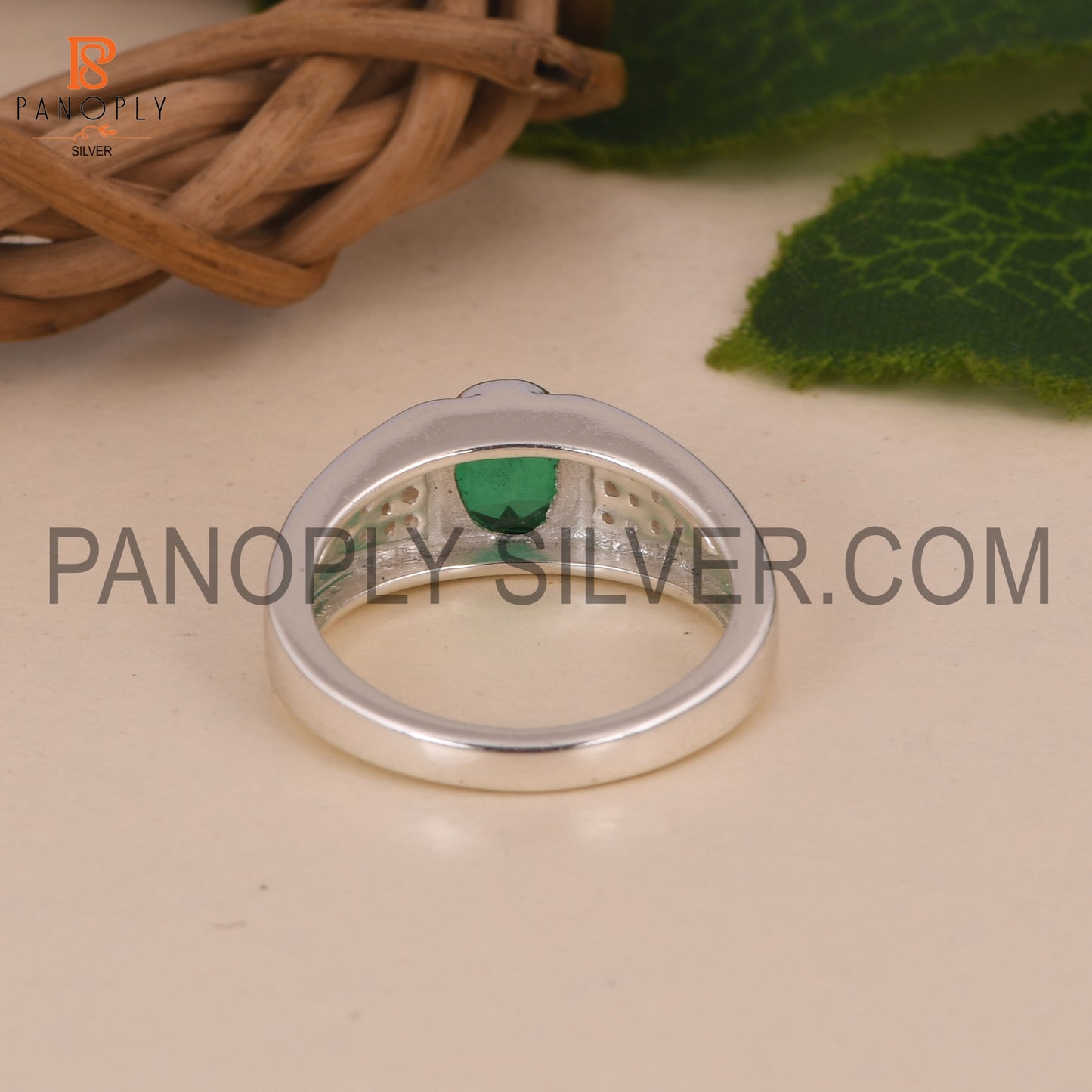 Zambian Emerald Quartz Gemstone Ring For Men Gift For Father