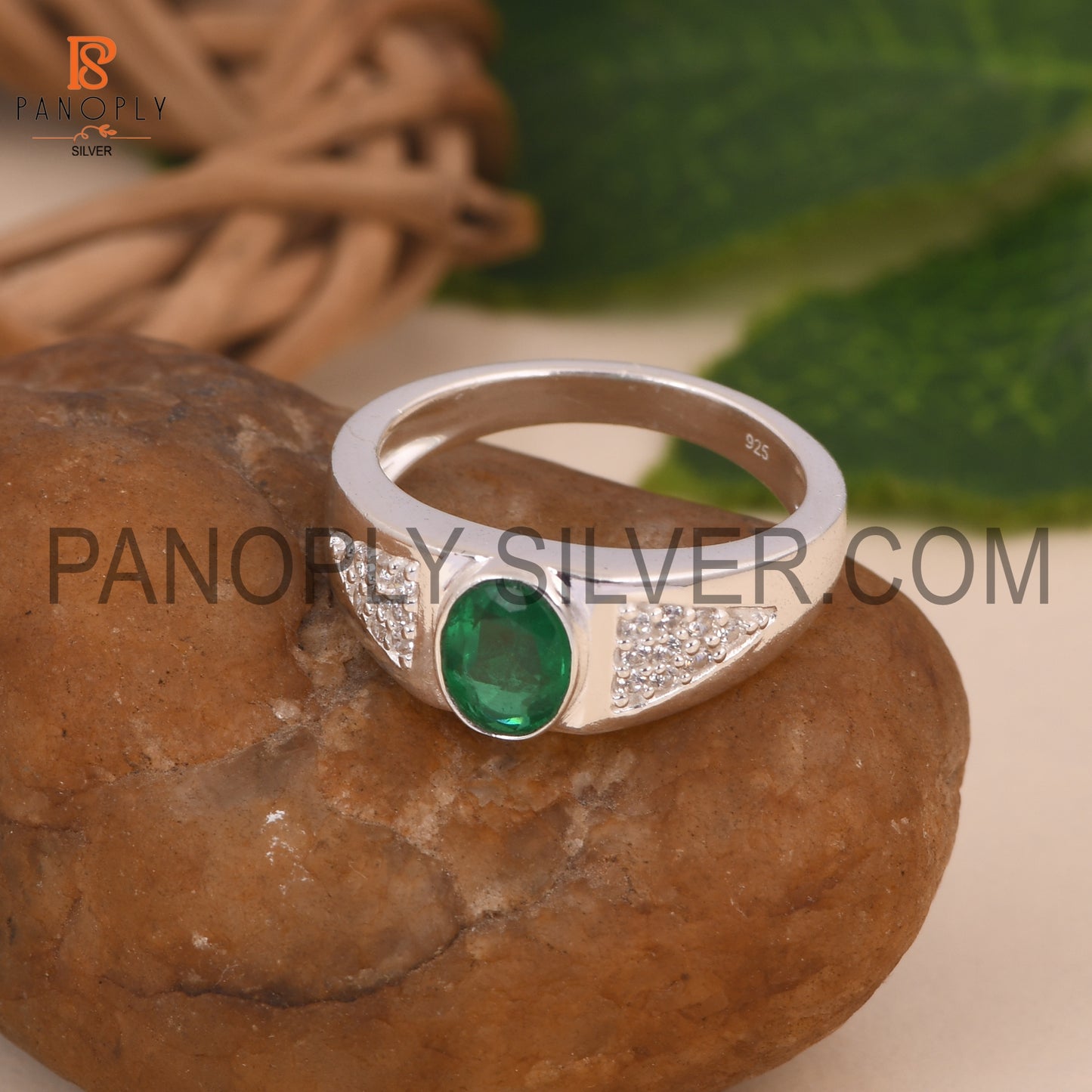 Zambian Emerald Quartz Gemstone Ring For Men Gift For Father