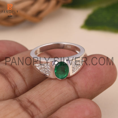 Zambian Emerald Quartz Gemstone Ring For Men Gift For Father