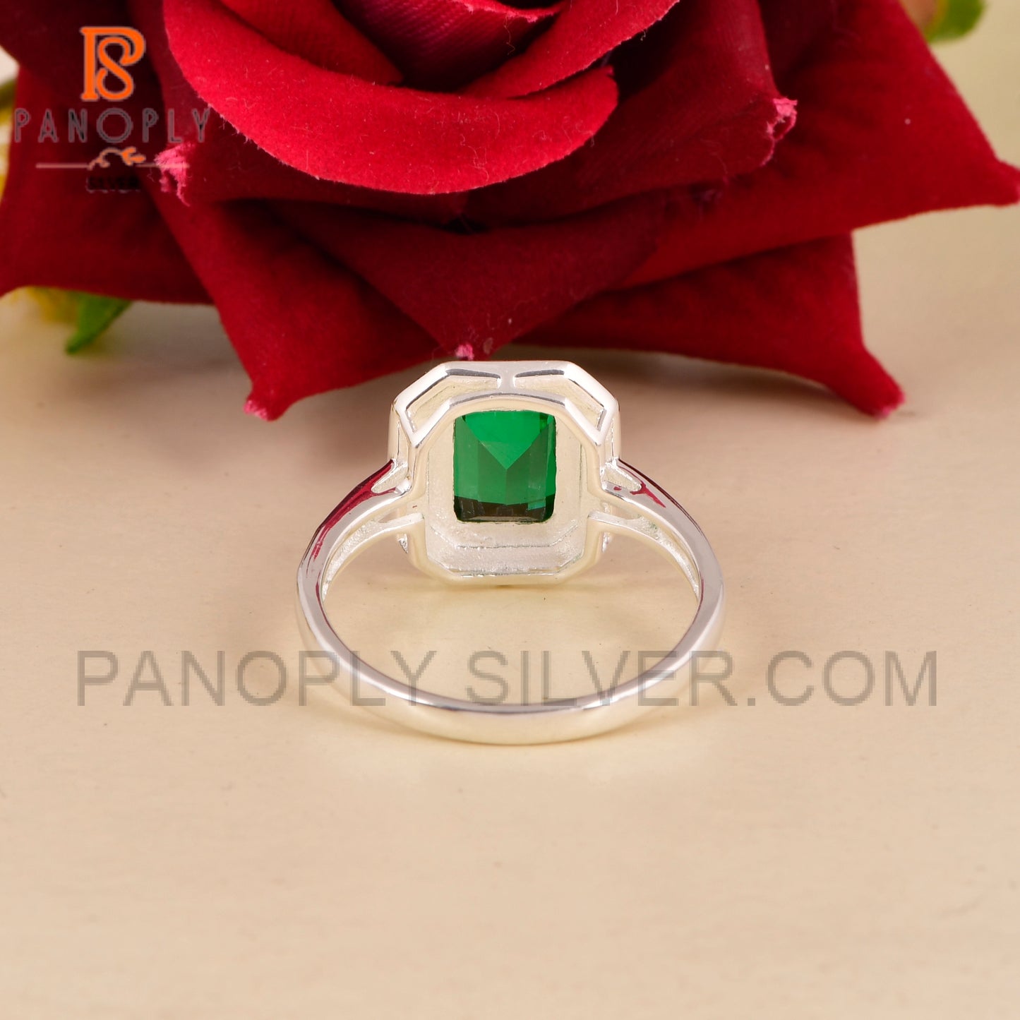 925 Silver Zambian Emerald Quartz Gemstone Vintage Rings