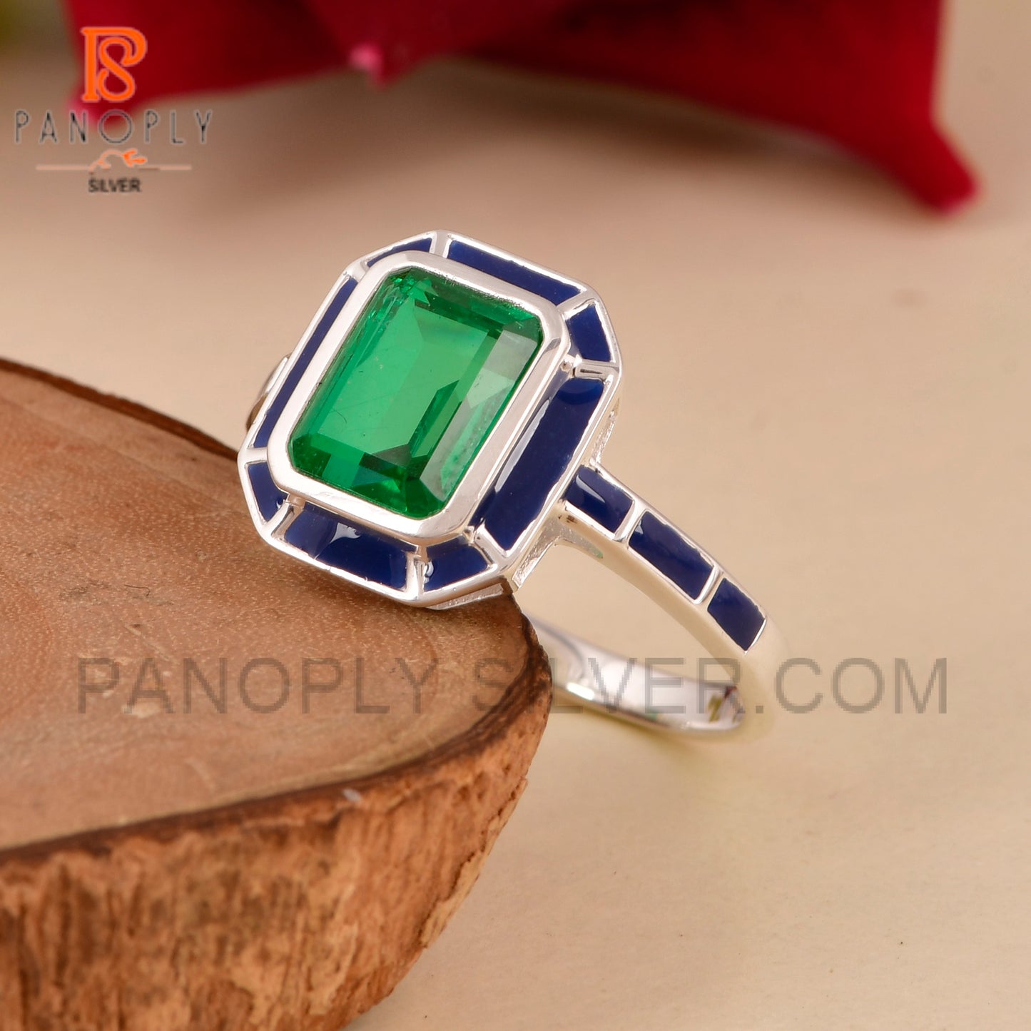 925 Silver Zambian Emerald Quartz Gemstone Vintage Rings