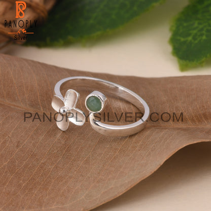 Emerald Flower 925 Sterling Silver Rings