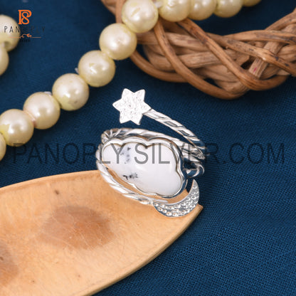 Star Moon Silver Rings, Cloud 925 Quality Dendrite Rings