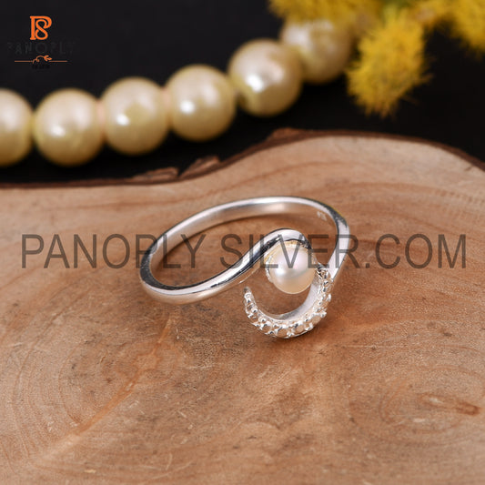 Half Moon Pearl Crescent Rings 925 Jewelry