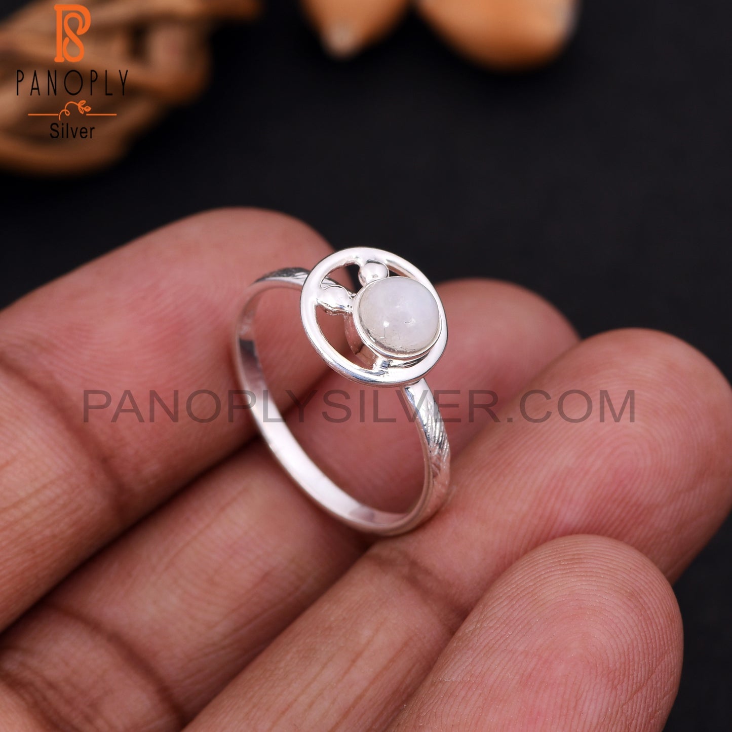 Genuine Rainbow Moonstone Silver Rabbit Rings