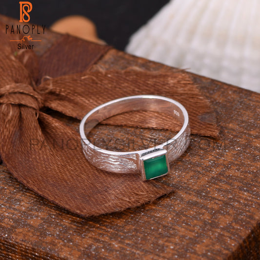 Green Onyx Simple Band S 925 Silver Stackable Rings