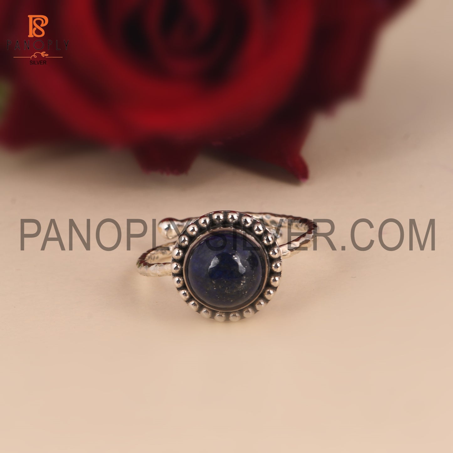 925 Sterling Silver Round Lapis Gemstone Daily Wear Ring