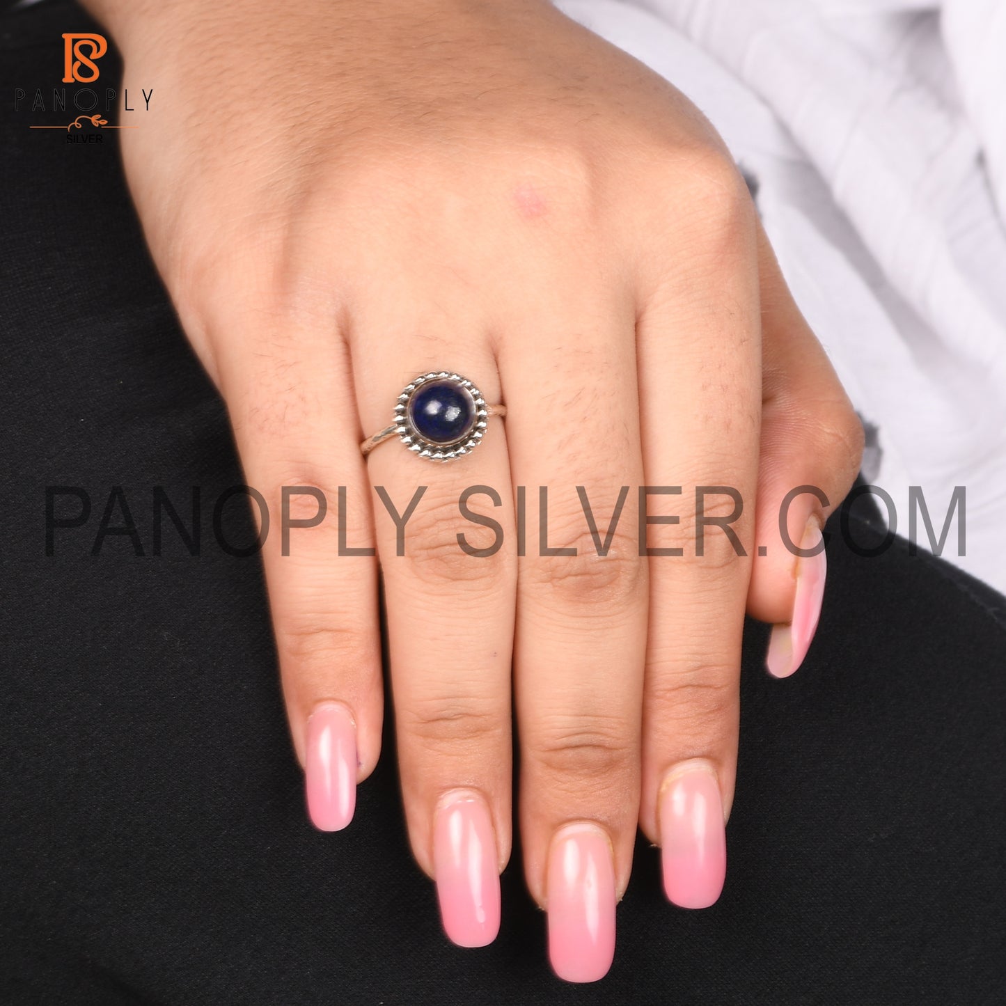 925 Sterling Silver Round Lapis Gemstone Daily Wear Ring