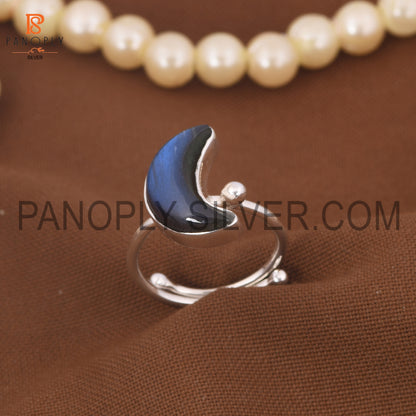 925 Sterling Silver Moon Adjustable Rings