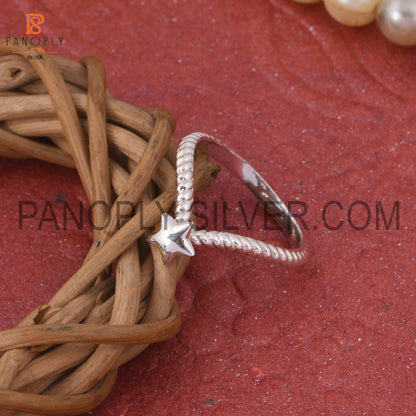 925 Stamp Rope Chevron Star Silver Rings