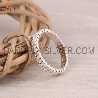 Double Eternity Ball Band Charm Heart Silver Ring For Love