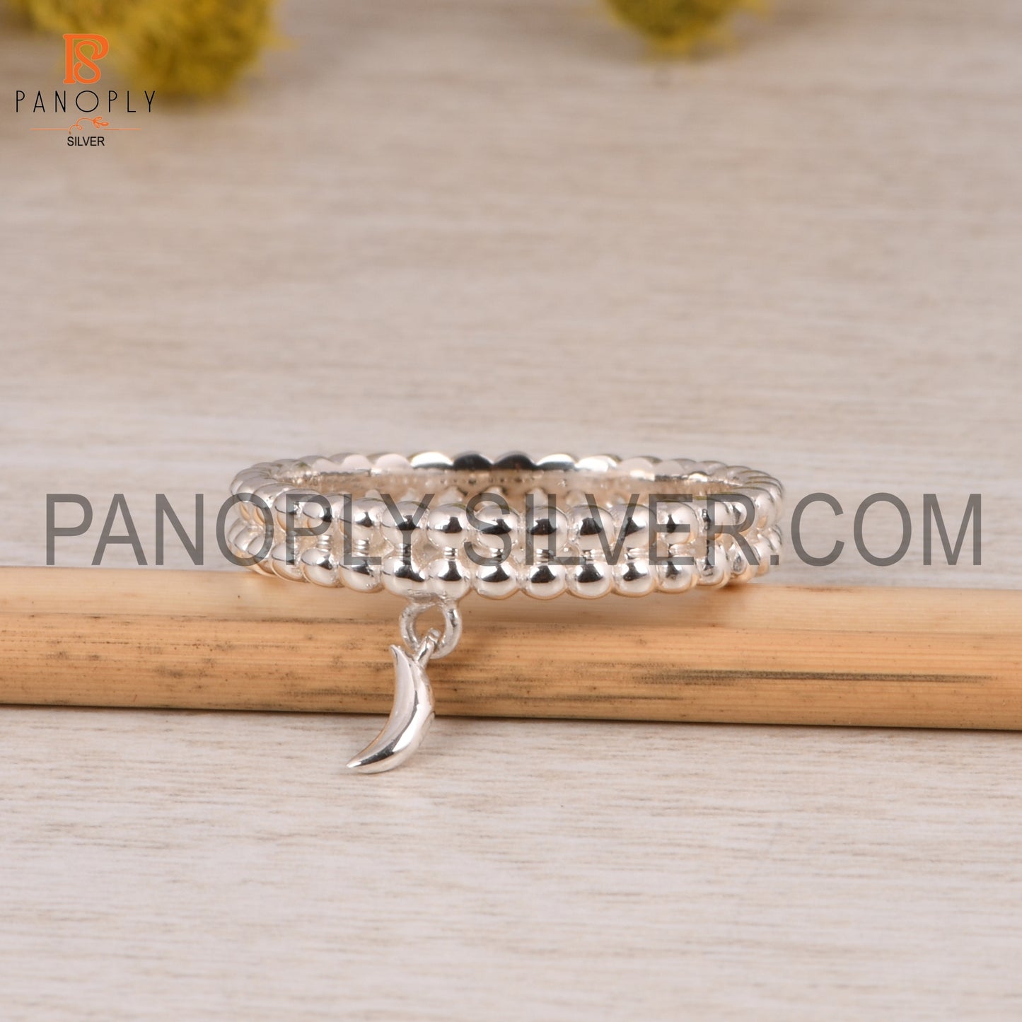 Double Eternity Ball Band Charm Moon Promise Ring