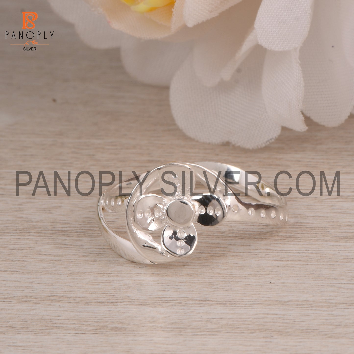 Flower Shape 925 Sterling Silver Split Band Rings