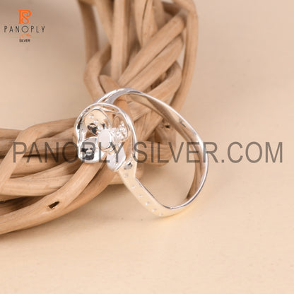 Flower Shape 925 Sterling Silver Split Band Rings