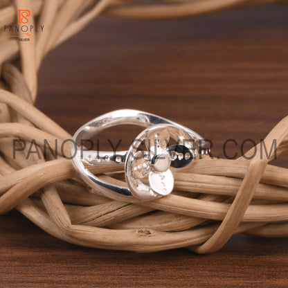 Flower Shape 925 Sterling Silver Split Band Rings